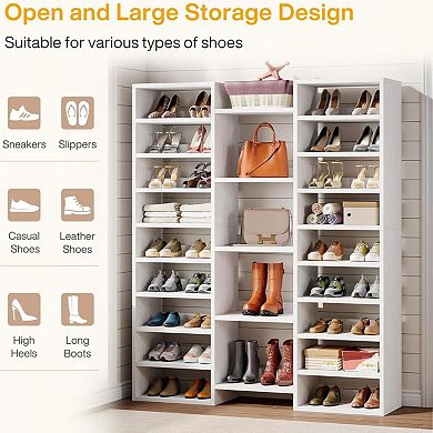 14 Tier Tall Shoe Rack Storage Organizer Freestanding Vertical Shoe Shelf for Entryway Bedroom