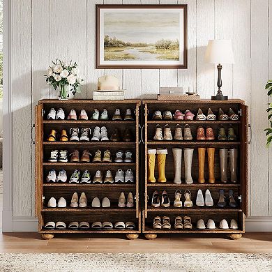 6 Tier Shoe Storage Cabinet with Doors and Open Shelf for Organized Footwear and Essentials