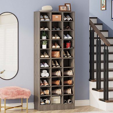 30 Cubby Shoe Storage Cabinet for Entryway Closet Organization with Vertical Space Saving Design