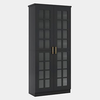8 tier Tall Shoe Storage Cabinet with Doors for Neatly Arranged Multi Pair Footwear Storage