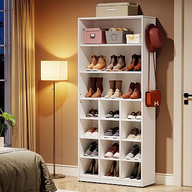 7 Shelf Shoe Storage Cabinet with Adjustable Feet for Entryway Hallway and Bedroom Organization