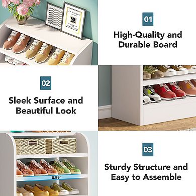8 Tier Shoe Storage Rack with Open Shelves and Top Surface for Everyday Home Organization