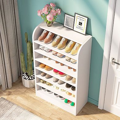 8 Tier Shoe Storage Rack with Open Shelves and Top Surface for Everyday Home Organization