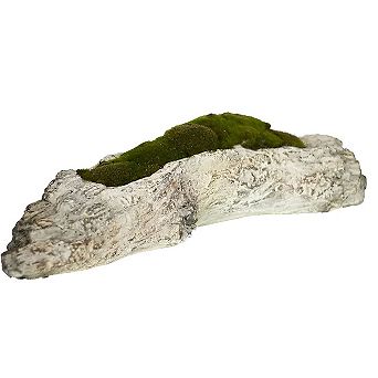 Concrete Log Style Planter with Tree Bark Texture for Succulents and Small Plants
