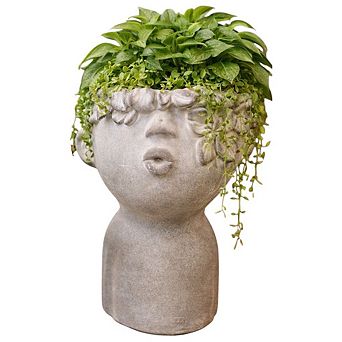Large Girl Face Planter with Pouting Expression for Indoor Succulent and Plant Display
