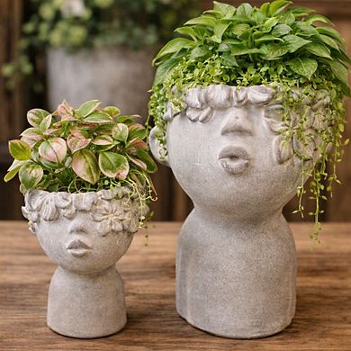 Large Girl Face Planter with Pouting Expression for Indoor Succulent and Plant Display