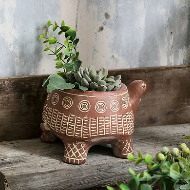 Turtle Shape Cement Planter Pot for Tabletop Shelf Succulent and Faux Plant Decor