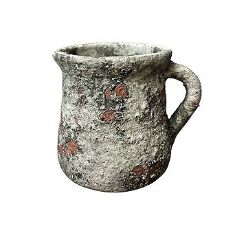 Cement Jar Planter with Distressed Texture for Indoor Flower Pot and Decor Accent