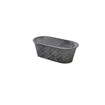Oval Basketweave Iron Planter for Indoor Succulent and Small Plant Display