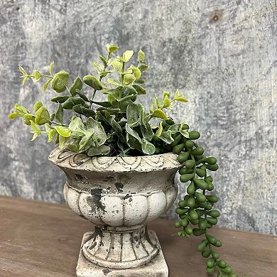 Classic Urn Style Concrete Planter Pot for Shelf Tabletop Floral Arrangement