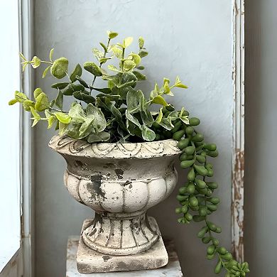 Classic Urn Style Concrete Planter Pot for Shelf Tabletop Floral Arrangement