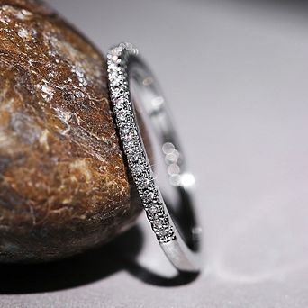 Simple Band Women Rings Shiny Cubic Zirconia Delicate Anniversary Accessories Jewelry