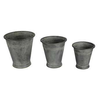 Set of 3 Copper Metal Plant Pots Indoor Outdoor Farmhouse Style Planters