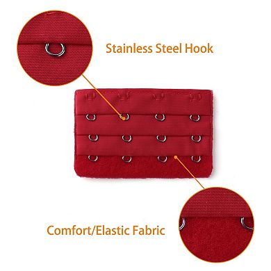 Bra Extensions Elastic Bra Extenders 3 Rows 4 Hooks, 2 Pcs