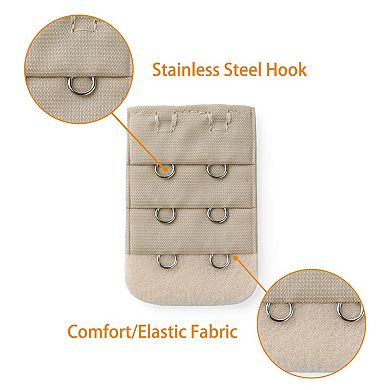 Lady 3 x 2 Hooks Brassiere Bra Strapless Extension Strap Extender 5 Pcs