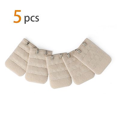 Lady 3 x 2 Hooks Brassiere Bra Strapless Extension Strap Extender 5 Pcs