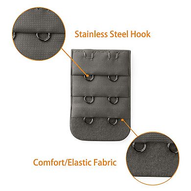 Lady 3 x 2 Hooks Brassiere Bra Strapless Extension Strap Extender, 3 Pcs