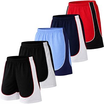 Jump Start Men's Moisture Wicking Performance Mesh Shorts With Pockets -5 Pack