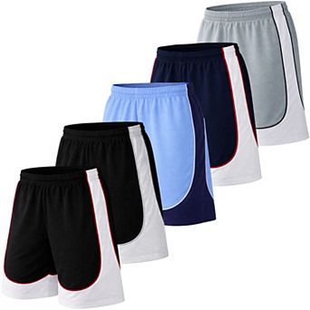 Jump Start Men's Moisture Wicking Performance Mesh Shorts With Pockets -5 Pack
