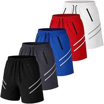 Jump Start Men's Performance Training Shorts With Zipper Pockets-5 Pack