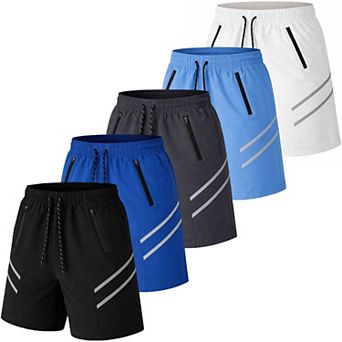 Jump Start Men's Performance Training Shorts With Zipper Pockets-5 Pack