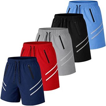 Jump Start Men's Performance Training Shorts With Zipper Pockets-5 Pack