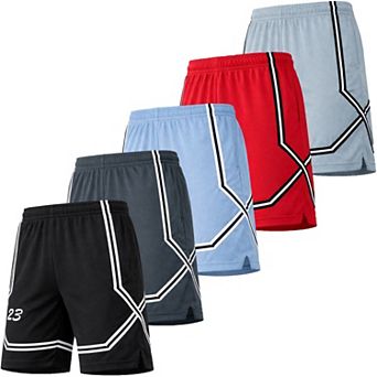 Jump Start Men's Moisture Wicking Performance Mesh Shorts With Pockets -5 Pack