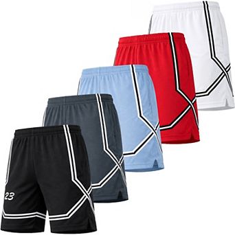 Jump Start Men's Moisture Wicking Performance Mesh Shorts With Pockets -5 Pack