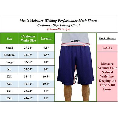 Jump Start Men's Moisture Wicking Performance Mesh Shorts