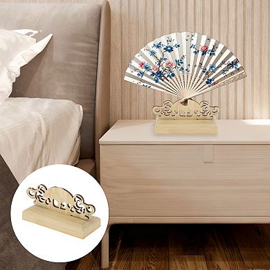 1Pc Detachable Folding Fan Style Painted Fan Display Stand Light Brown