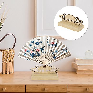 1Pc Detachable Folding Fan Style Painted Fan Display Stand Light Brown