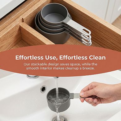 Affordable Plastic Measuring Spoons Set, Nesting Kitchen Spoons for Compact Storage