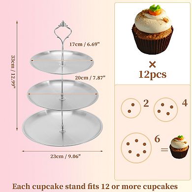 1Pc 3 Tier Round Cup Cake Holder Tower with Tiered Serving Tray for Donut Fruits