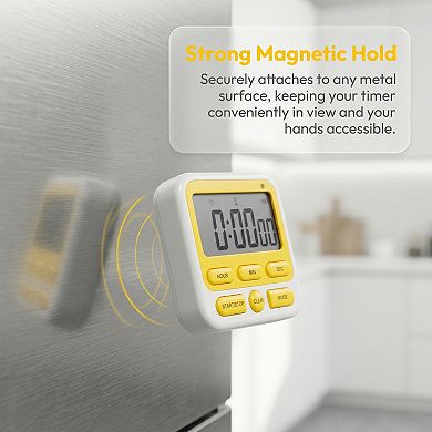 Kitchen Timer, Loud Alarm Clock Magnetic Backing Stand Cooking Timers