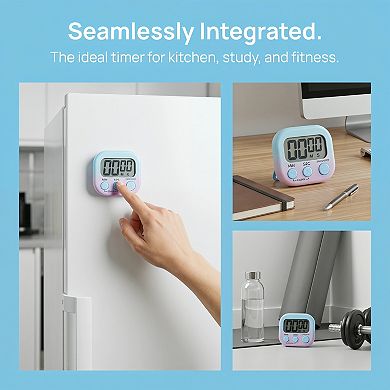 Kitchen Timer Loud Alarm Clock Magnetic Backing Stand Cooking Timer