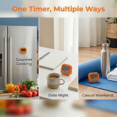 Kitchen Timer Loud Alarm Clock Magnetic Backing Stand Cooking Timers
