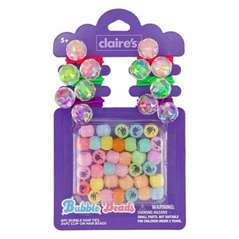 Claire's 6 pc Bubble Gem Hair Ties & Clip-On Beads