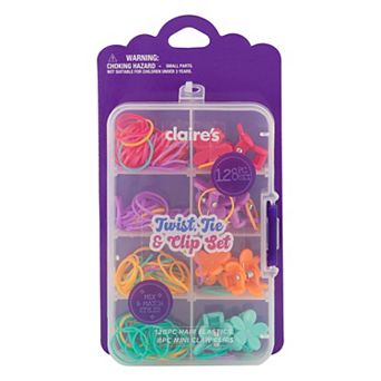 Claire's Twist, Tie & Clip 128 pc Hair Elastic Set