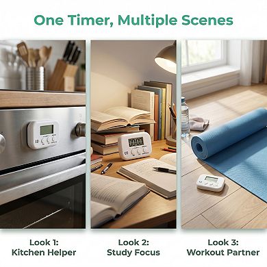 Kitchen Timer with Loud Alarm, Magnetic Backing and Stand