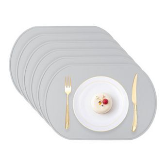 6 Pack Silicone Placemats for Kitchen Dining Table Decor Heat Resistant Table Placemats 21x11 inch