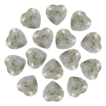 15 pc Natural Heart Shaped Crystal Stone, Mini Polished Love Gemstone Crystal Pocket Rock Engraved
