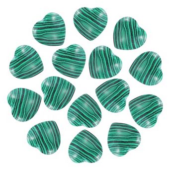 15 pc Natural Heart Shaped Crystal Stone, Mini Polished Love Gemstone Crystal Pocket Rock Engraved
