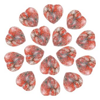 15 pc Natural Heart Shaped Crystal Stone, Mini Polished Love Gemstone Crystal Pocket Rock Engraved