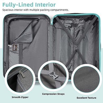 6 Piece Luggage Set with Spinner Wheels, Travel Duffle & Toiletry Bag