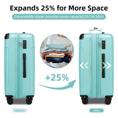 6 Piece Luggage Set with Spinner Wheels, Travel Duffle & Toiletry Bag