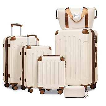 6 pc Luggage Set with Spinner Wheels, Travel Duffle & Toiletry Bag