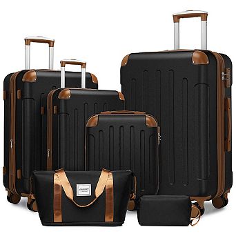 6 pc Luggage Set with Spinner Wheels, Travel Duffle & Toiletry Bag