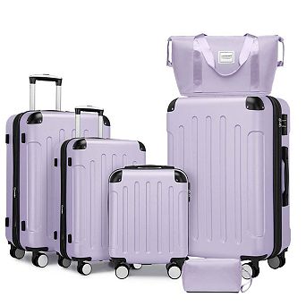 6 pc Luggage Set with Spinner Wheels, Travel Duffle & Toiletry Bag