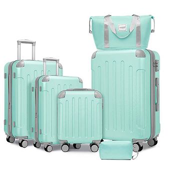 6 pc Luggage Set with Spinner Wheels, Travel Duffle & Toiletry Bag