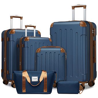 6 pc Luggage Set with Spinner Wheels, Travel Duffle & Toiletry Bag